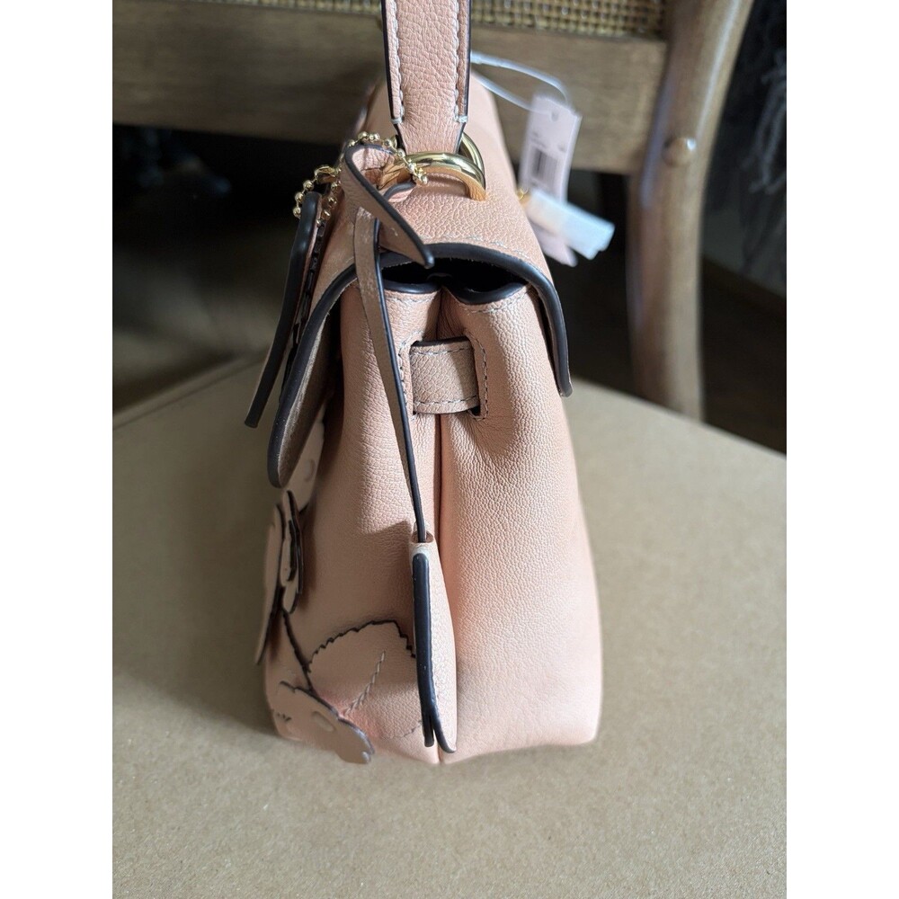 COACH CDY44 Emory Top Handle Crossbody Bag Floral Appliqué Light Pink Leather - Picture 2 of 6